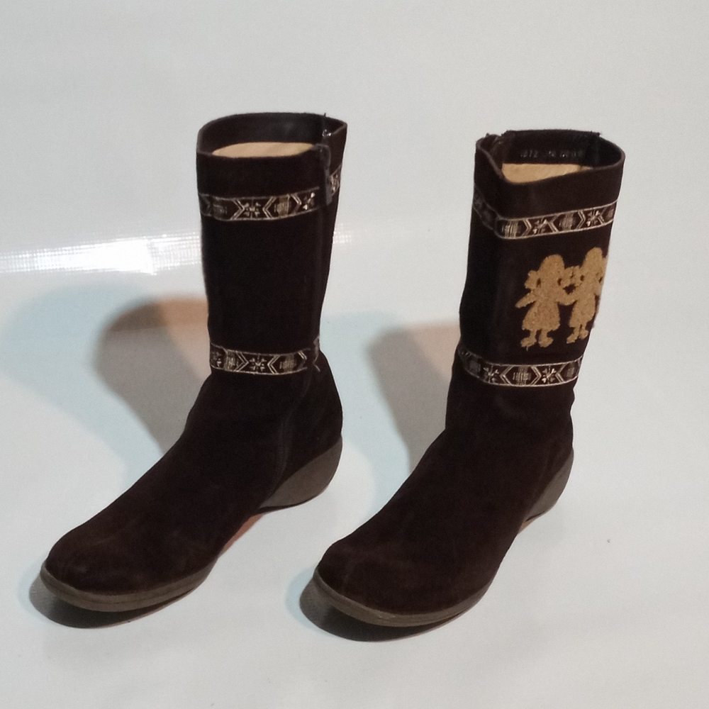 Belle Women's Suede Half Calf Zip Up Boots Size 6 Durable Sole